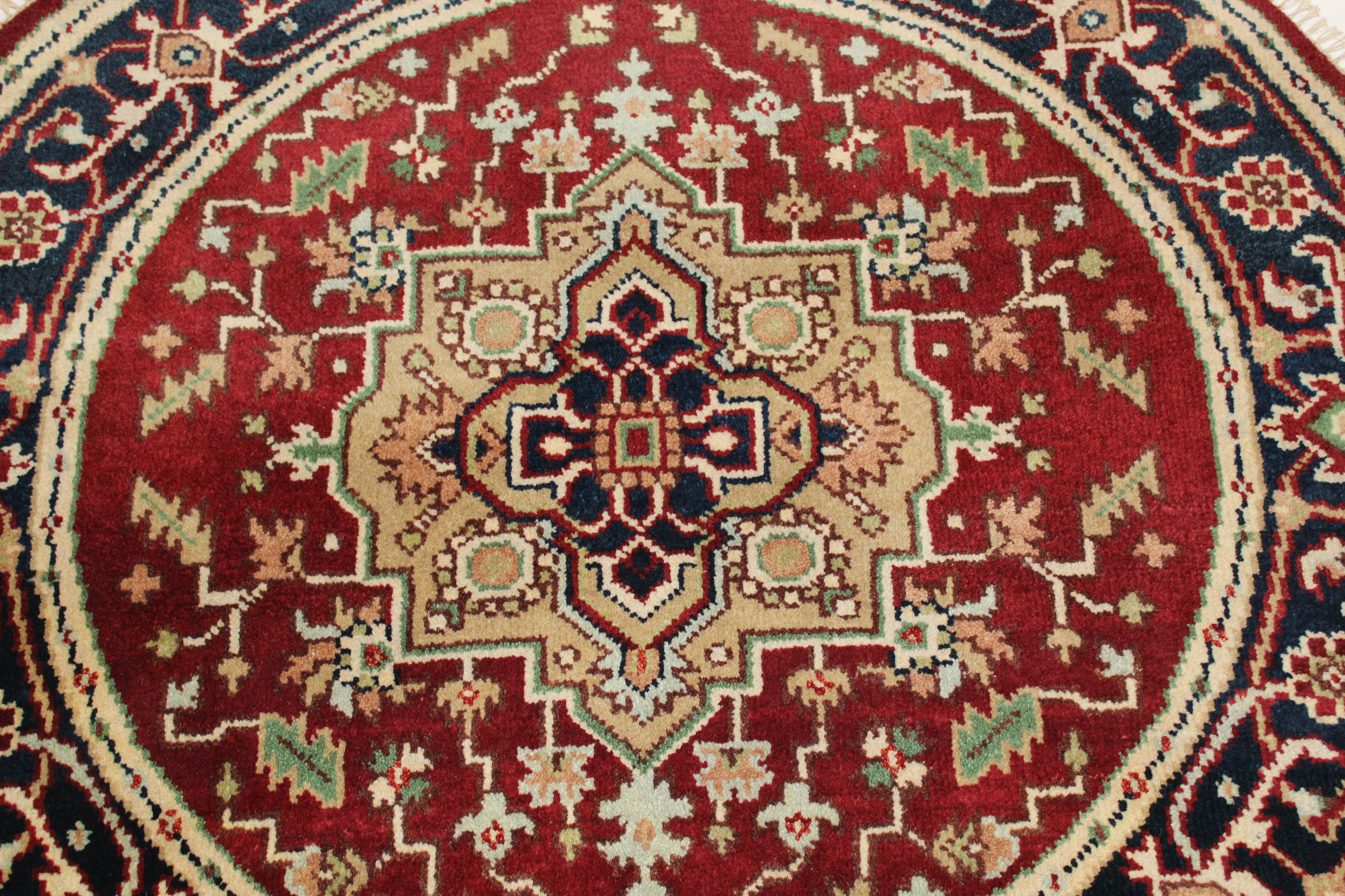 Hand Knotted Indo-Persian Round Accent Rug