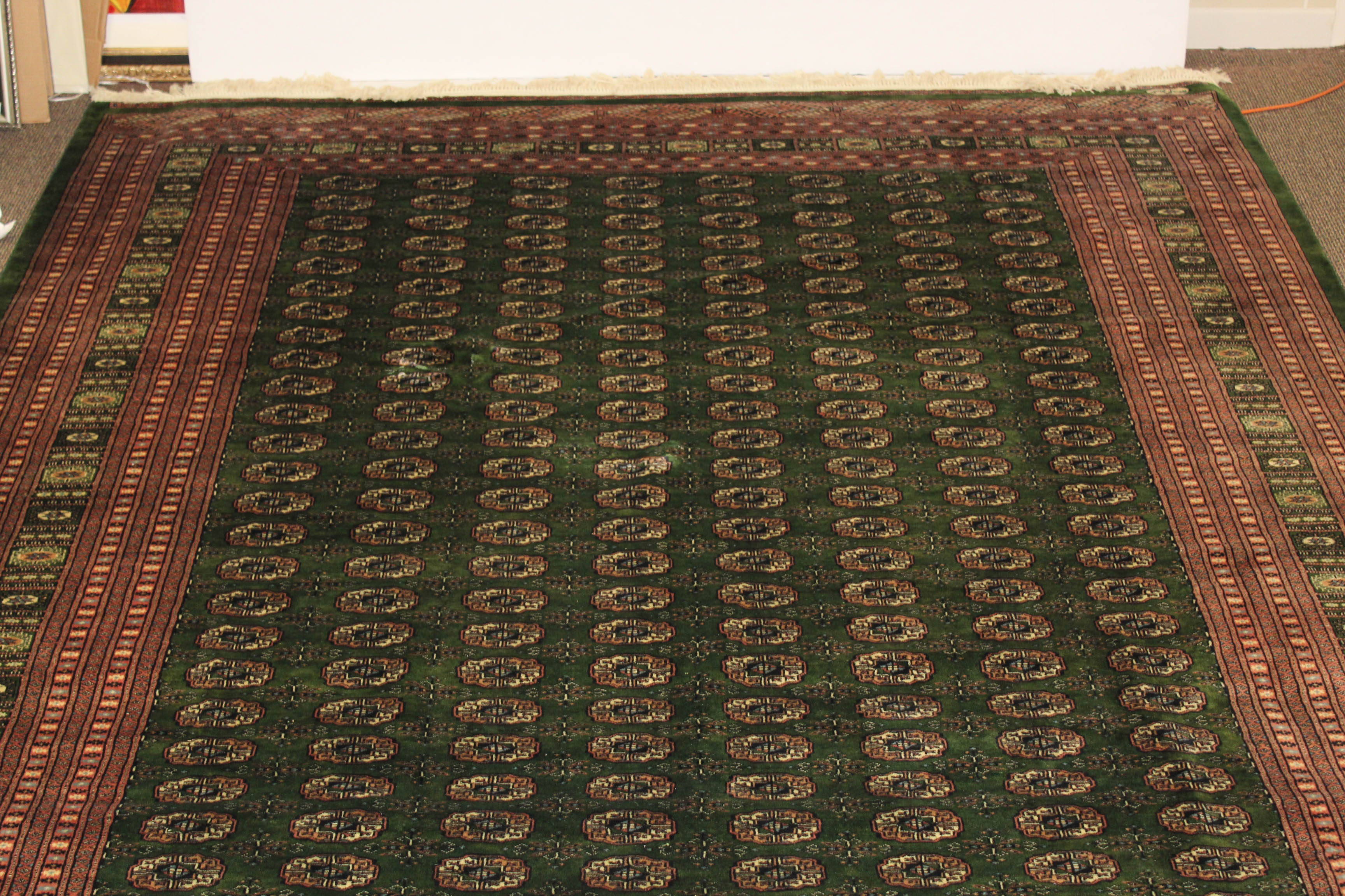Fine Hand-Knotted Signed Pakistani Bokhara Room Size Rug