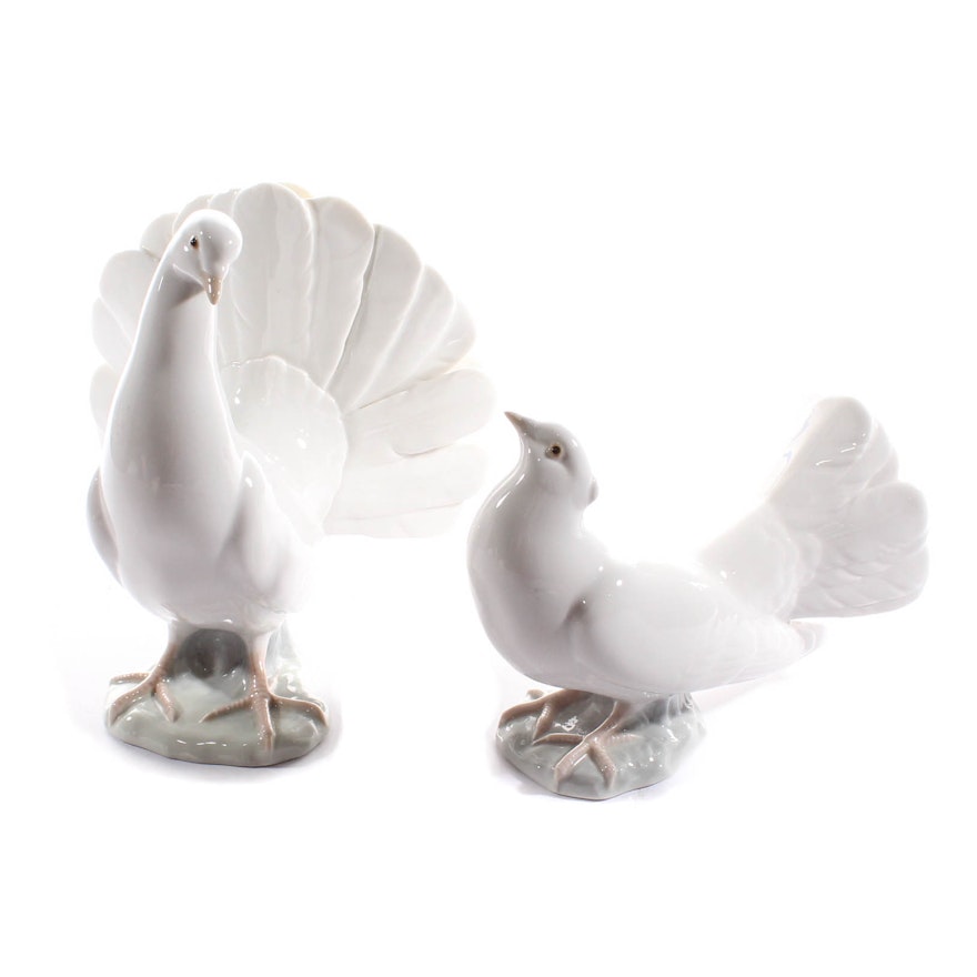 Lladro' "Kissing Doves" Porcelain Figurines