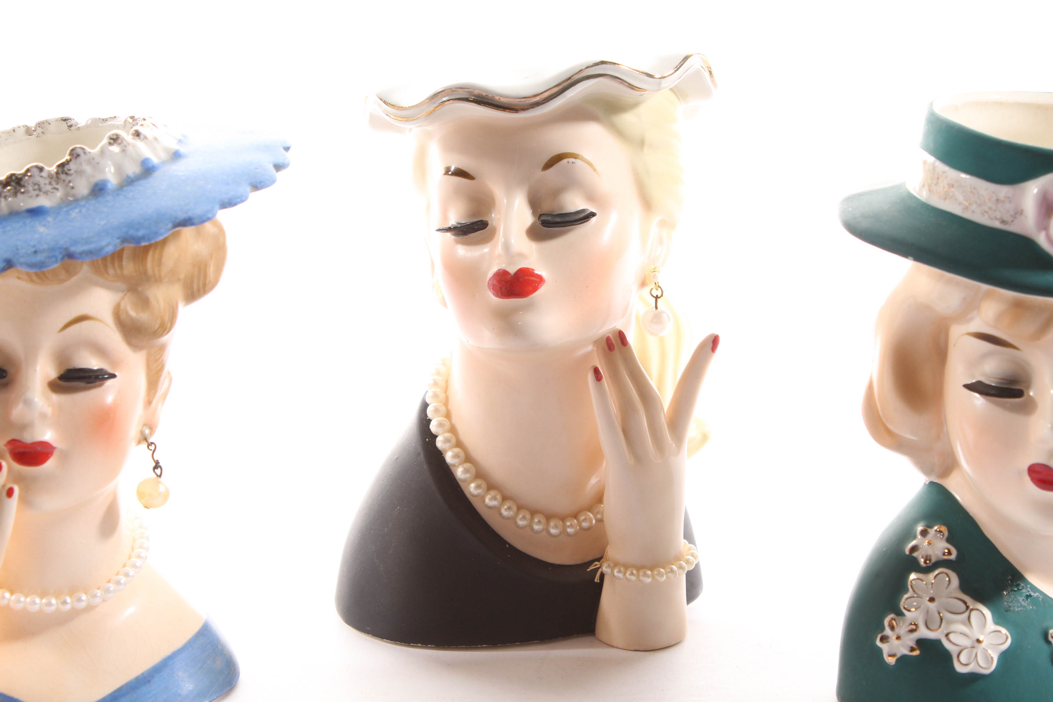 Vintage Lady Head Vases Featuring Napco