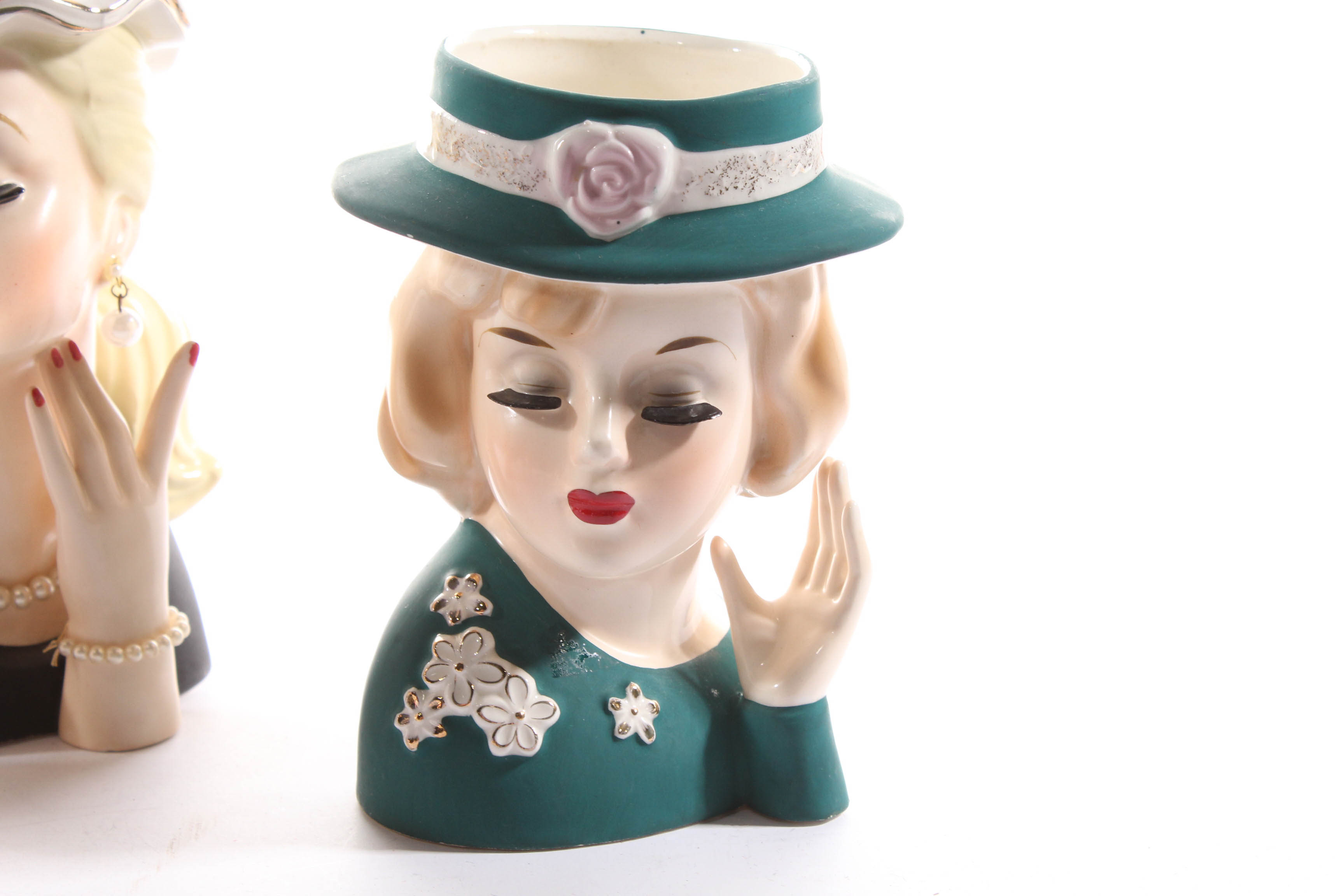 Vintage Lady Head Vases Featuring Napco