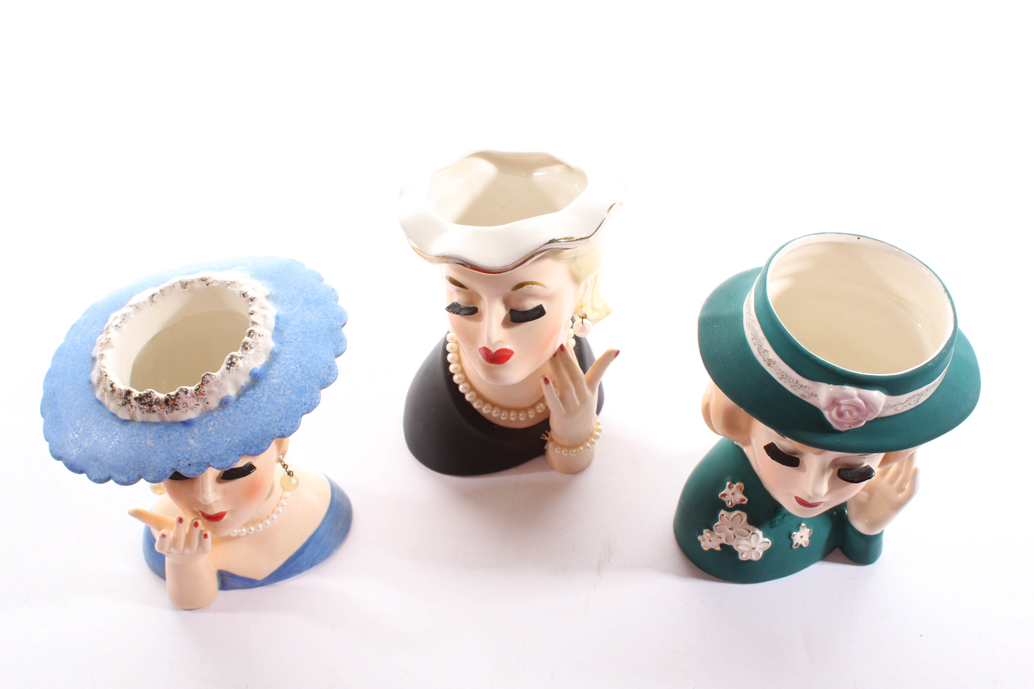 Vintage Lady Head Vases Featuring Napco