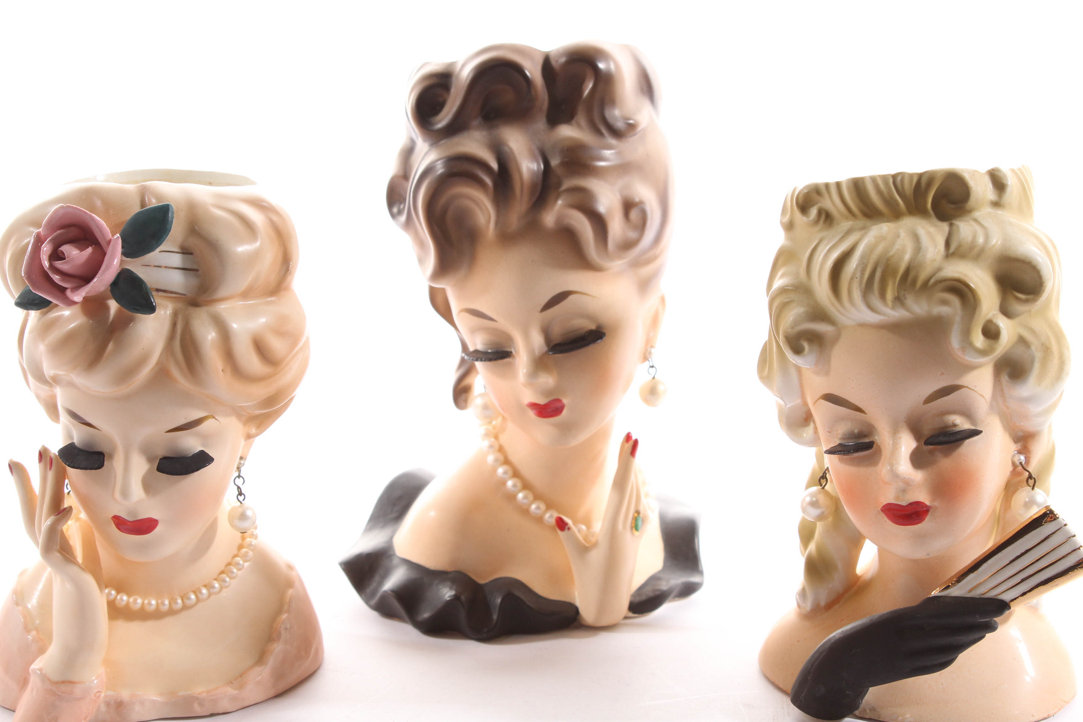 Inarco Lady Head Vases With Hands