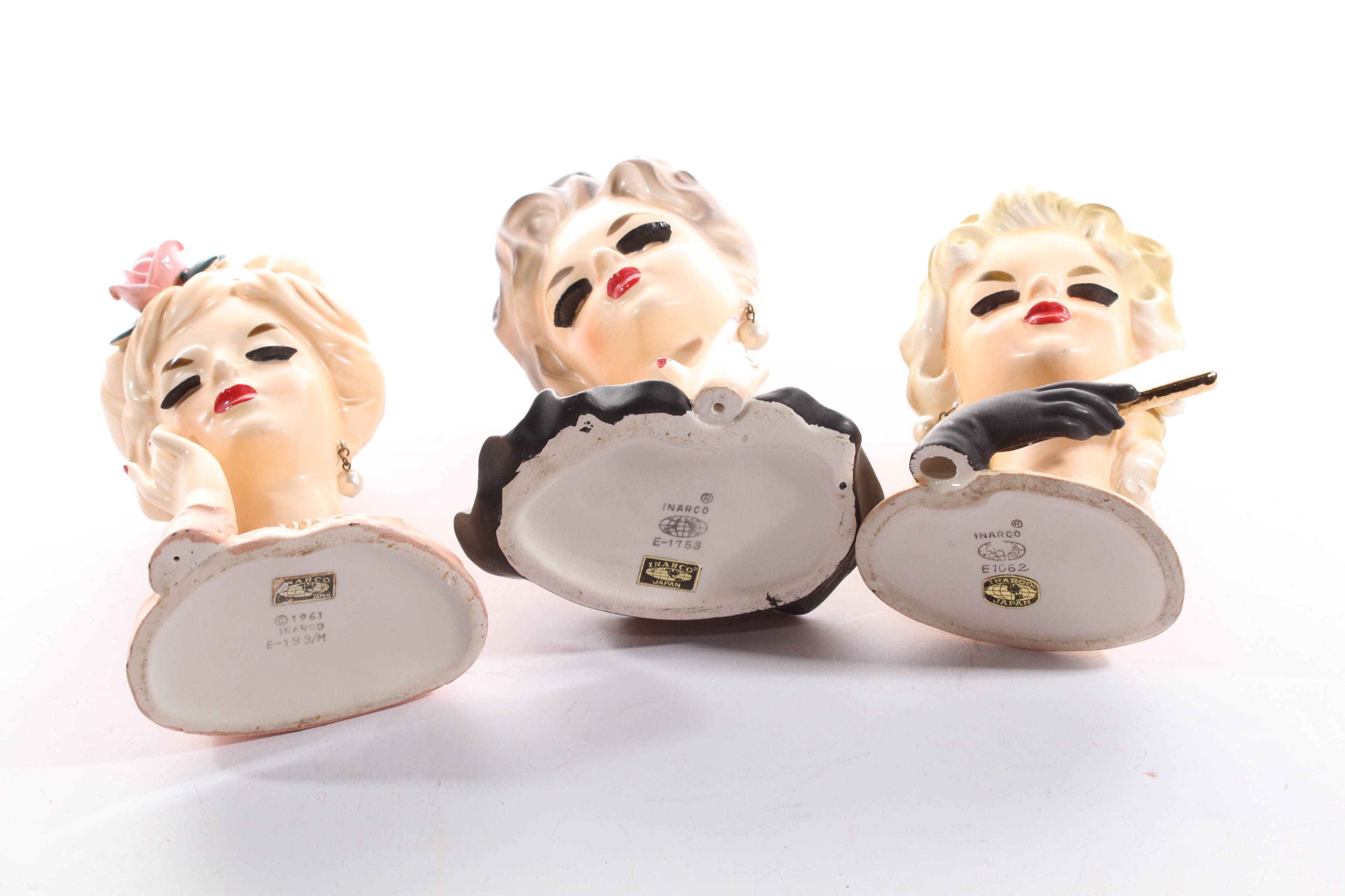 Inarco Lady Head Vases With Hands