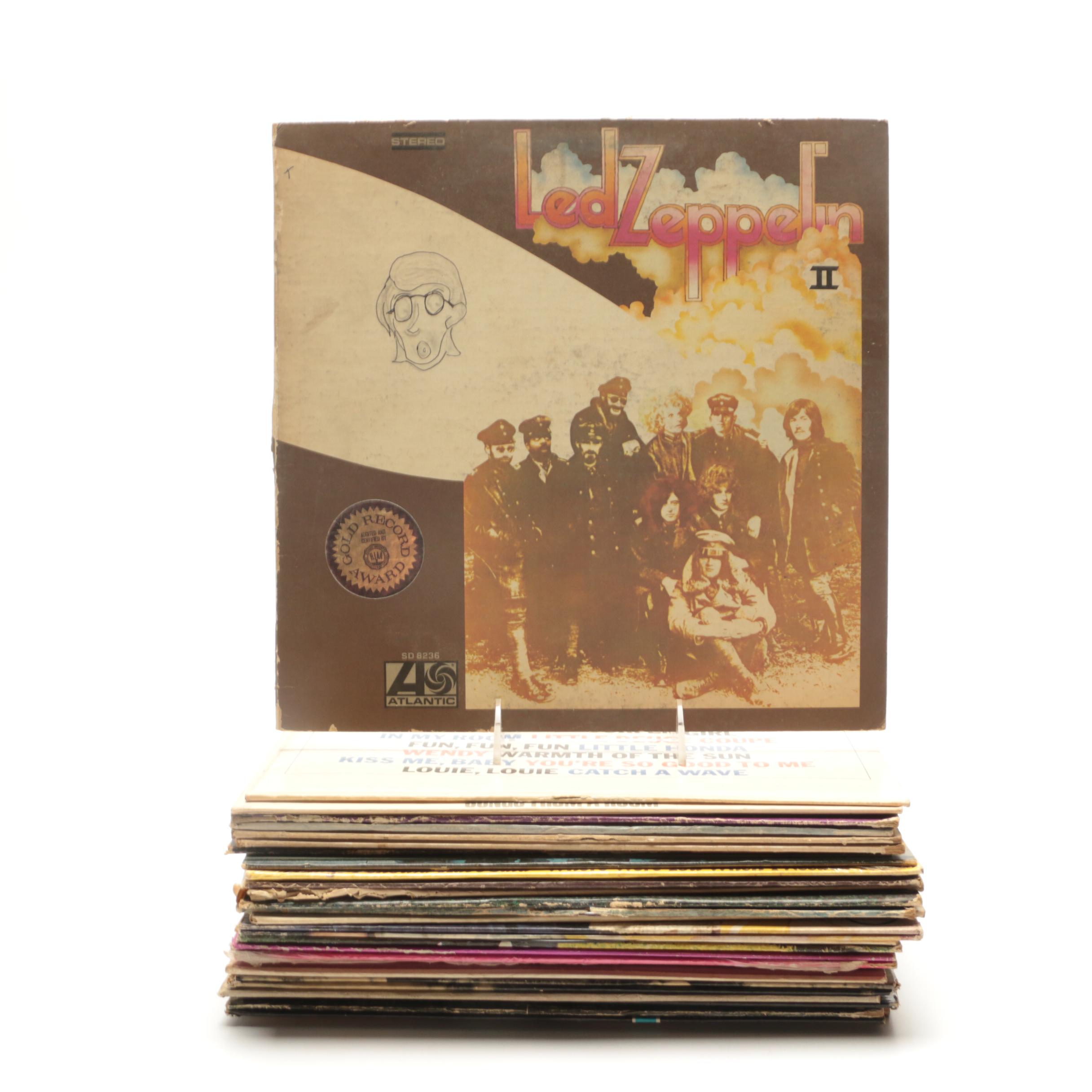 Assortment of LP Records Including Led Zeppelin, Jefferson Airplane and More