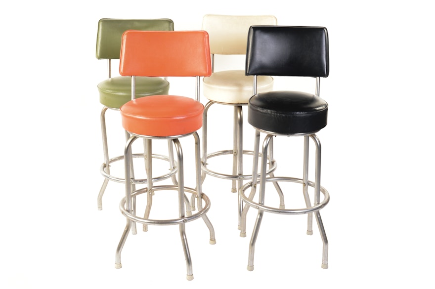 Mid Century Modern Vinyl Upholstered Barstools