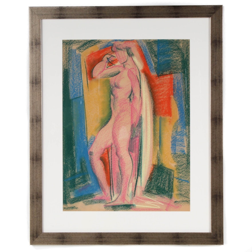 Attributed to Paul Travis Pastel Figure Drawing