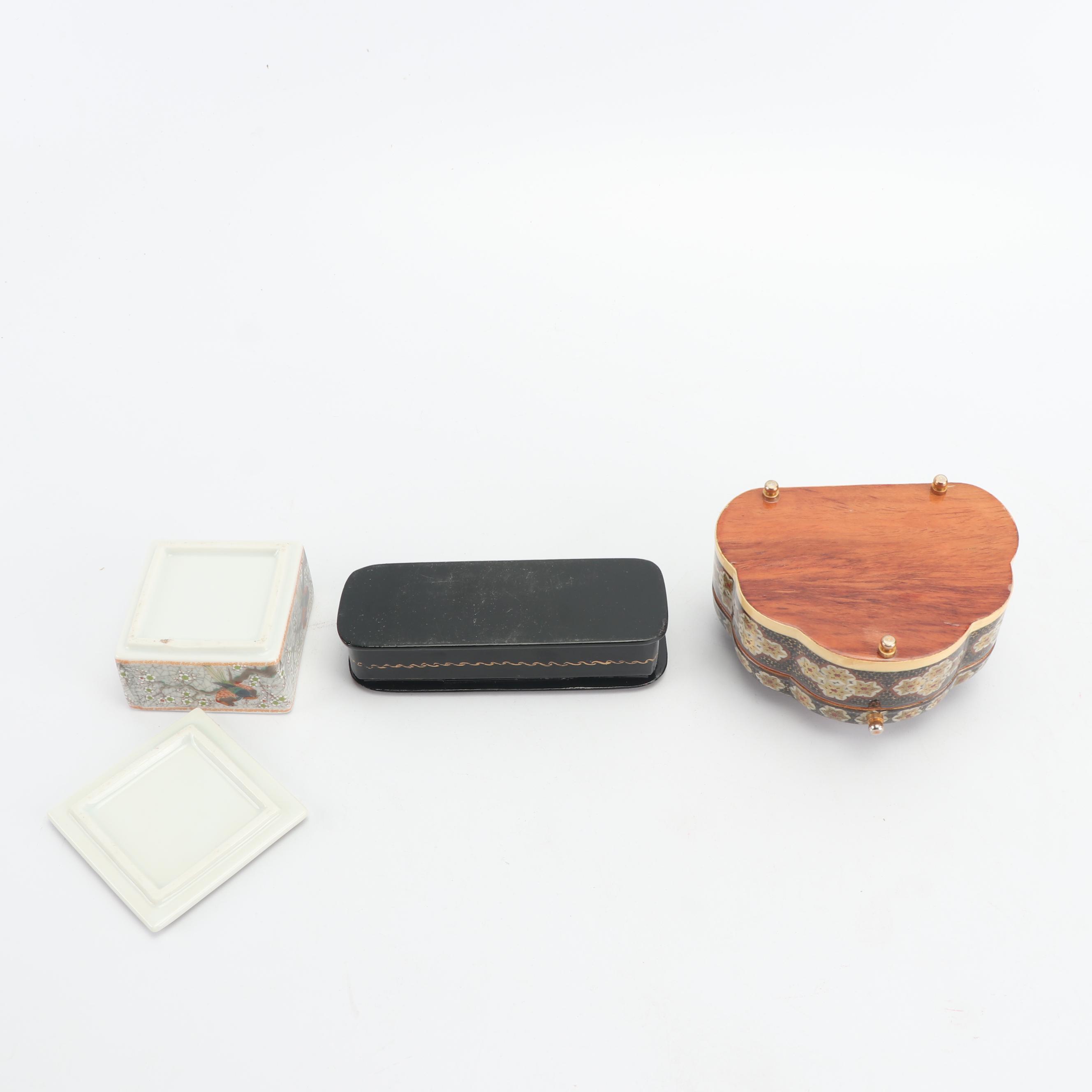Persian Khatam, Russian Folk Art, and Porcelain Trinket Boxes