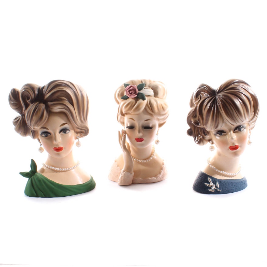 Napco and Inarco Lady Head Vases