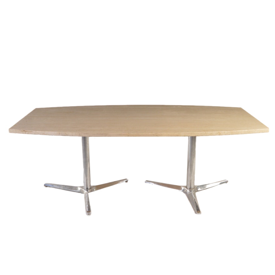 Travertine Top Surfboard Dining Table