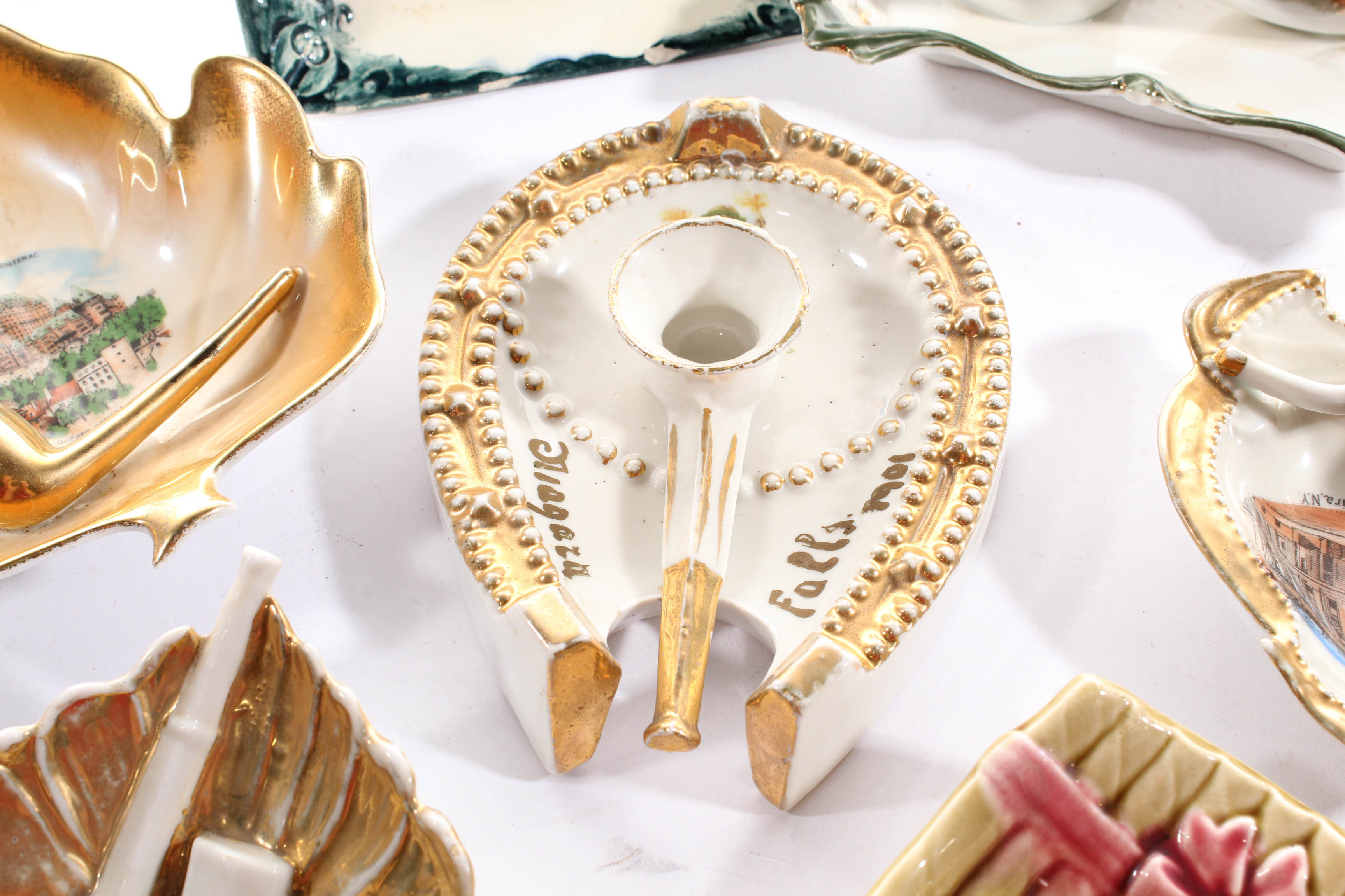 Antique Tobacciana Themed Ash Receivers