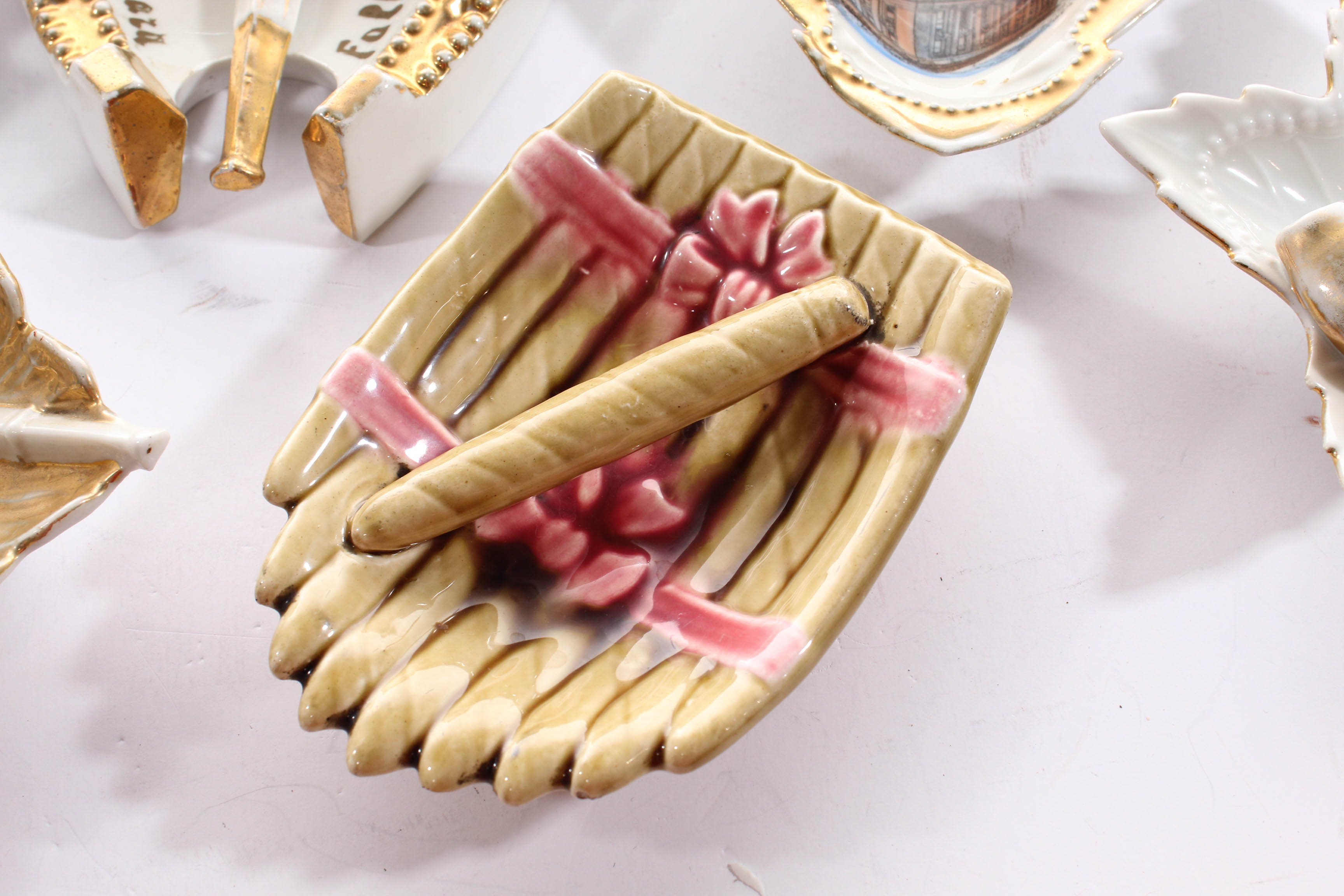 Antique Tobacciana Themed Ash Receivers