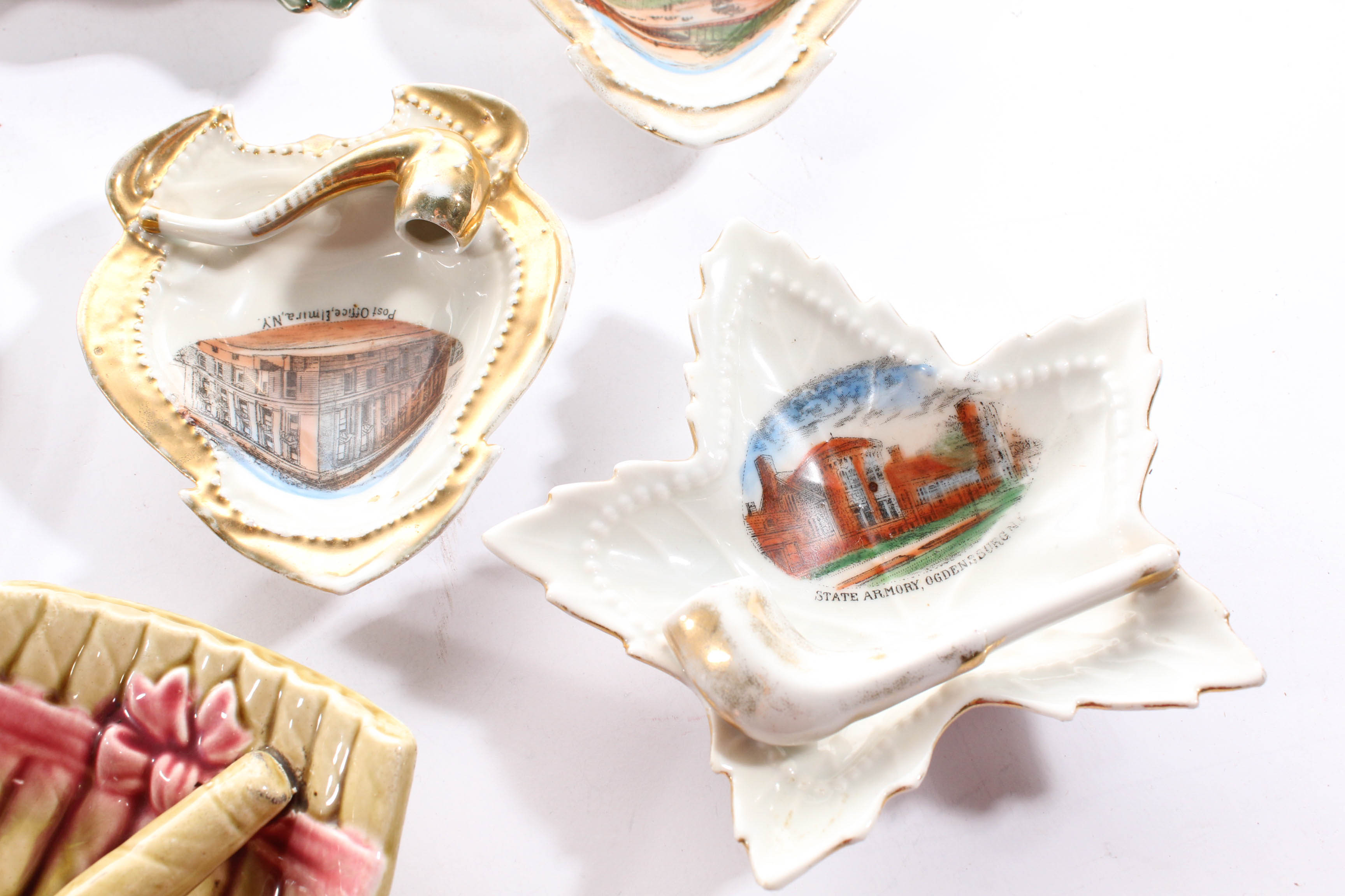 Antique Tobacciana Themed Ash Receivers