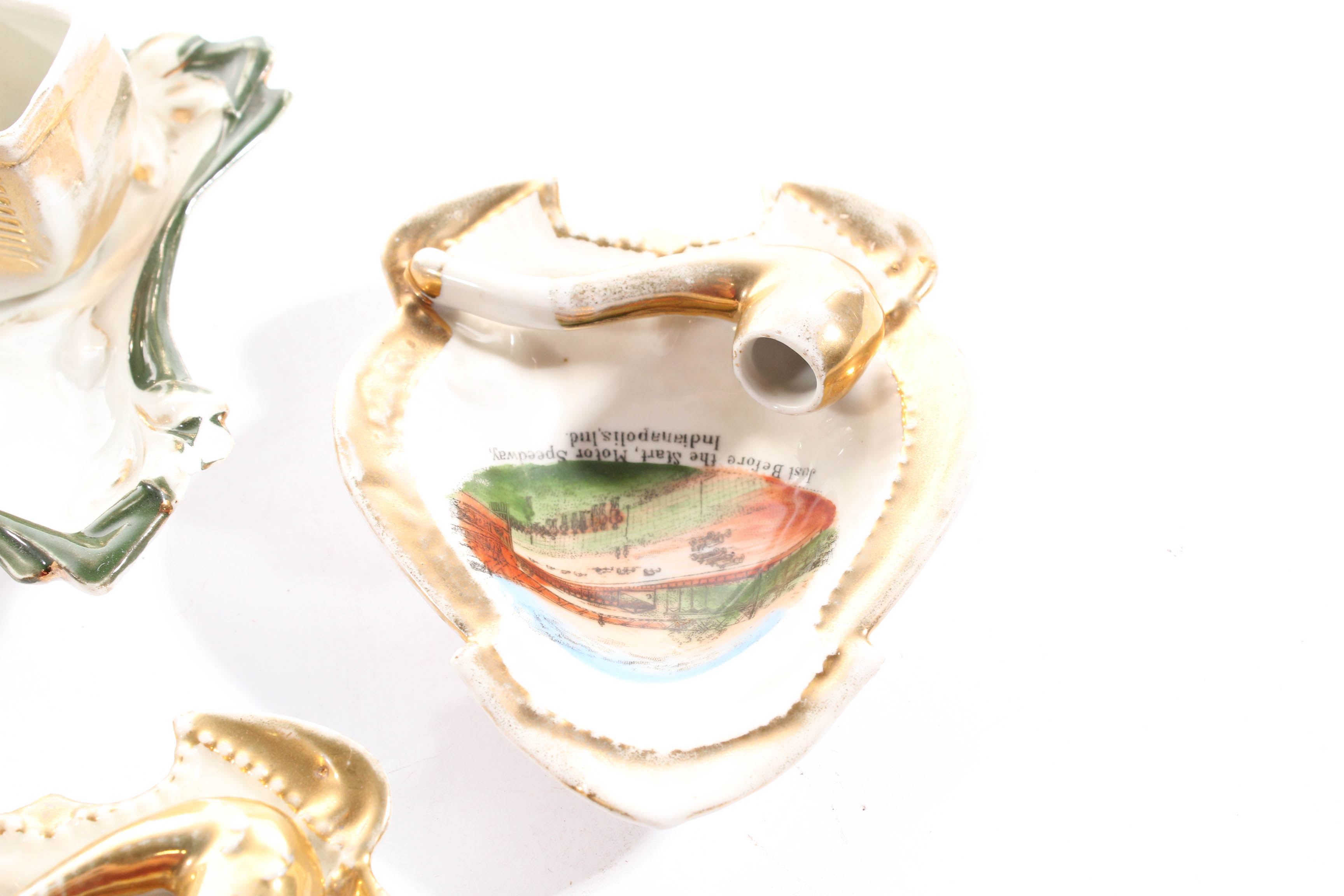 Antique Tobacciana Themed Ash Receivers