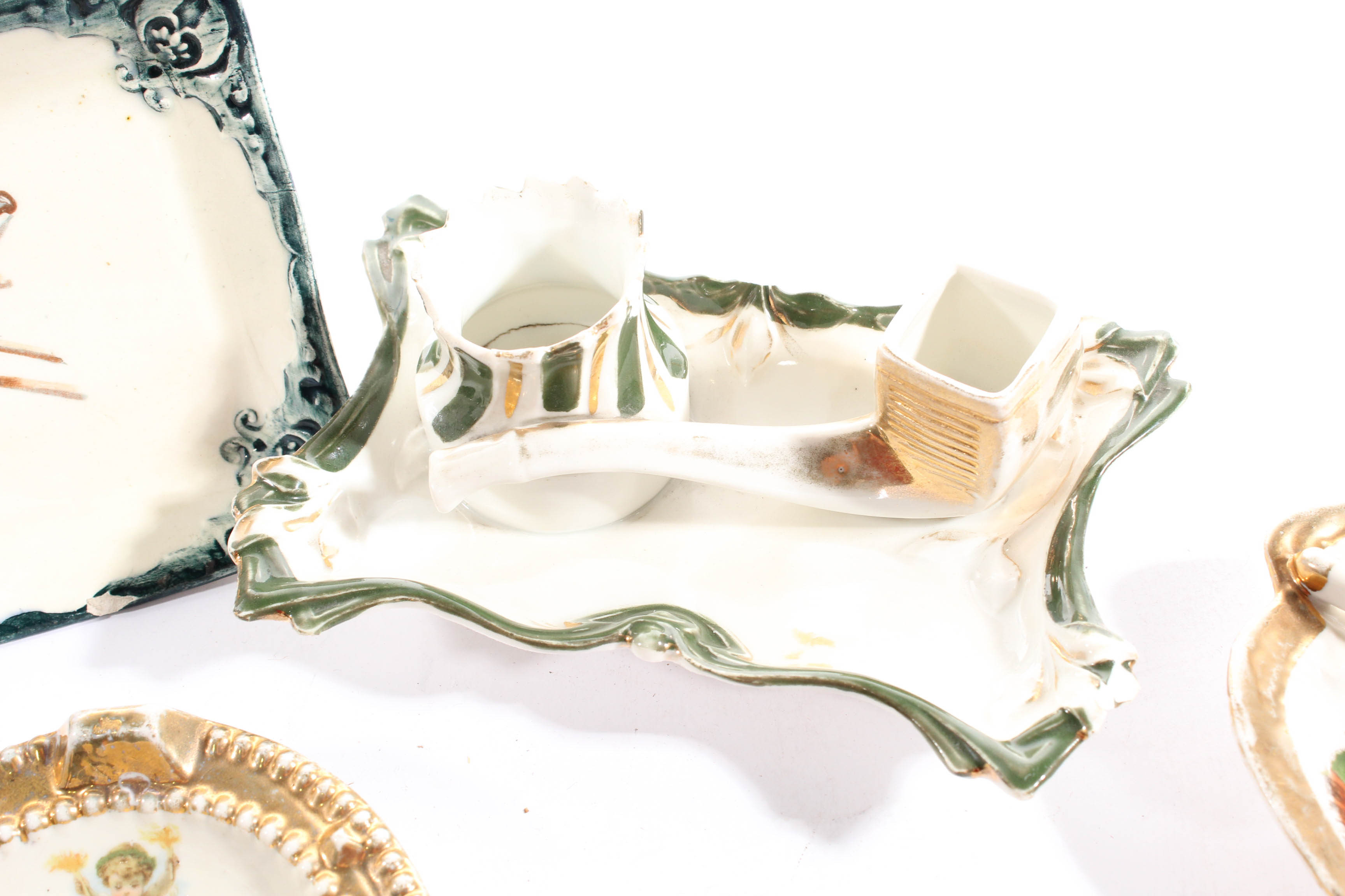 Antique Tobacciana Themed Ash Receivers