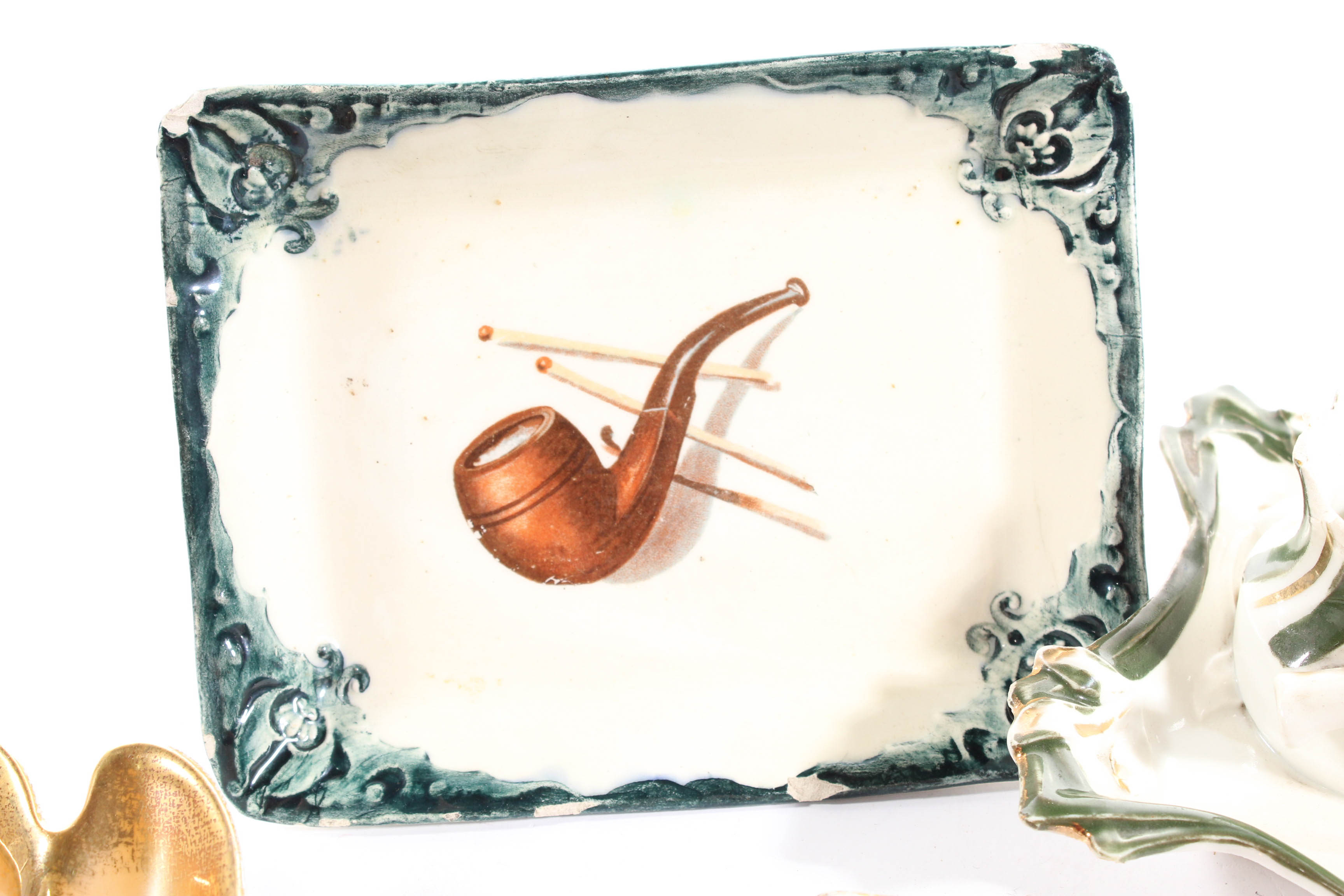 Antique Tobacciana Themed Ash Receivers