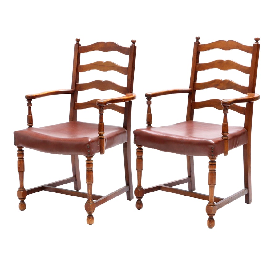 Vintage Ladder-Back Arm Chairs