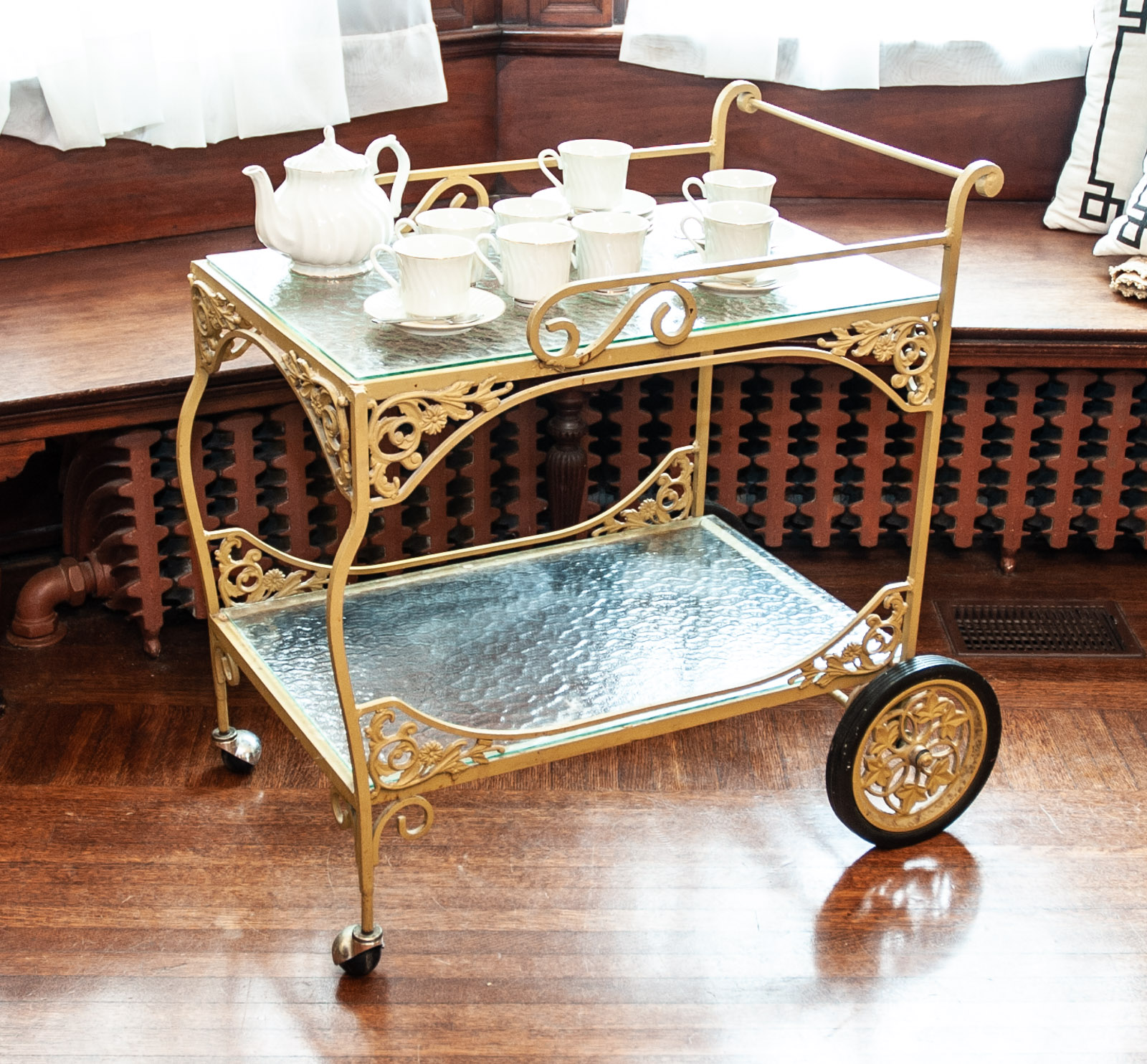 Vintage Wrought Iron Tea Cart