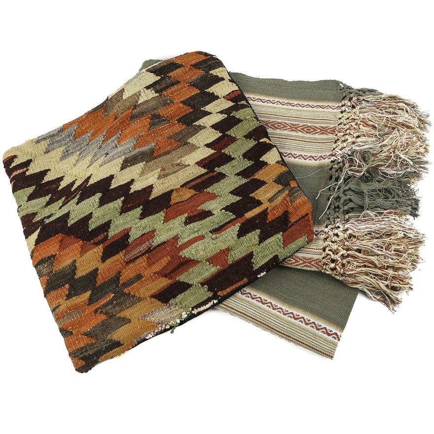 "Ventana" Throw by Pamela Kline and Kilim Wool Pillow Cover