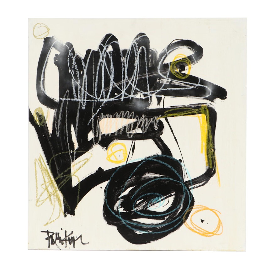 Robbie Kemper Abstract Mixed Media Painting "Scribble on Scribble"