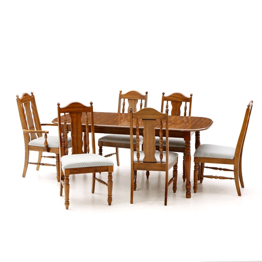 Dining Table With Six Chairs in Fruitwood by Lenoir House