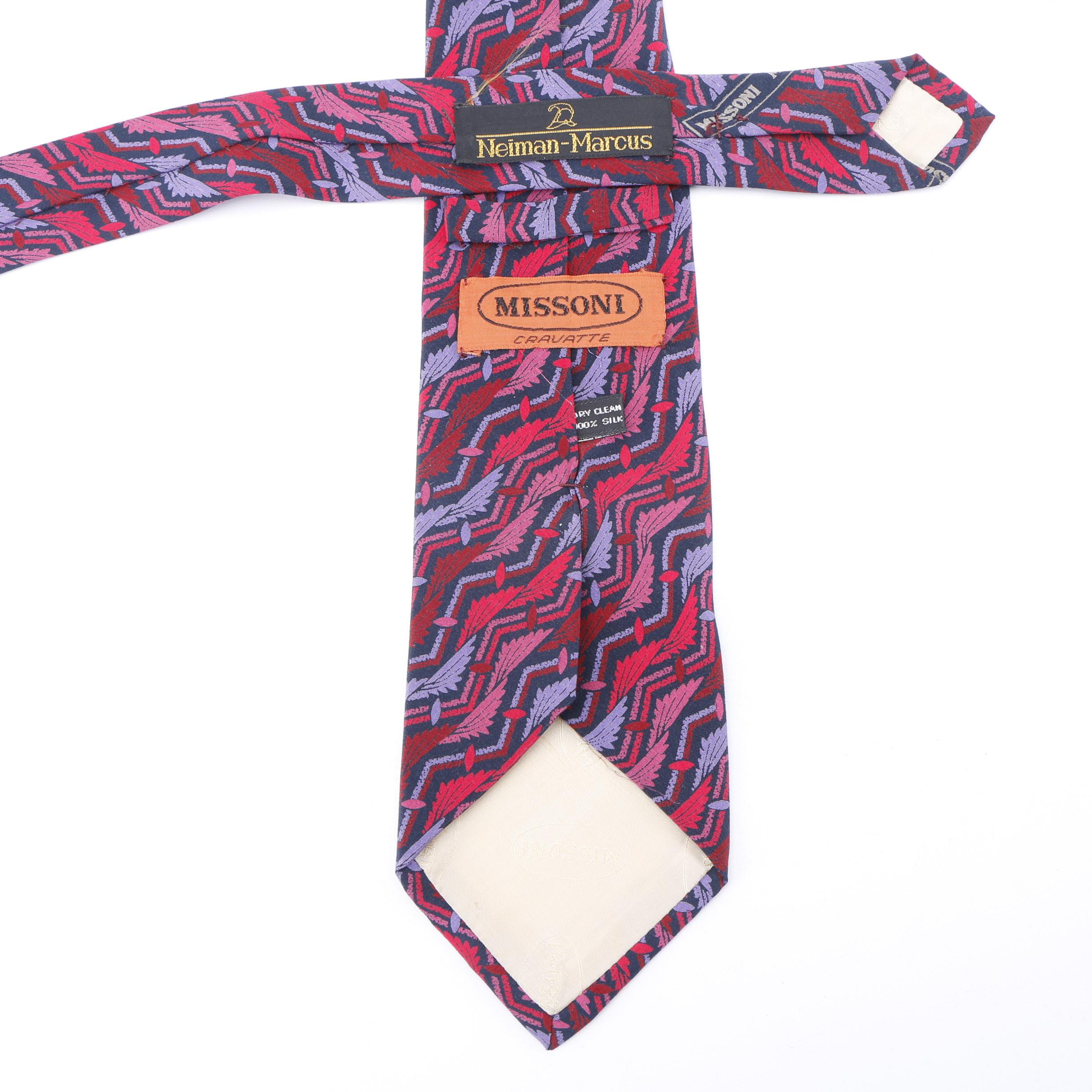 Hermès of Paris and Missoni Orange Label Designer Silk Print Neckties