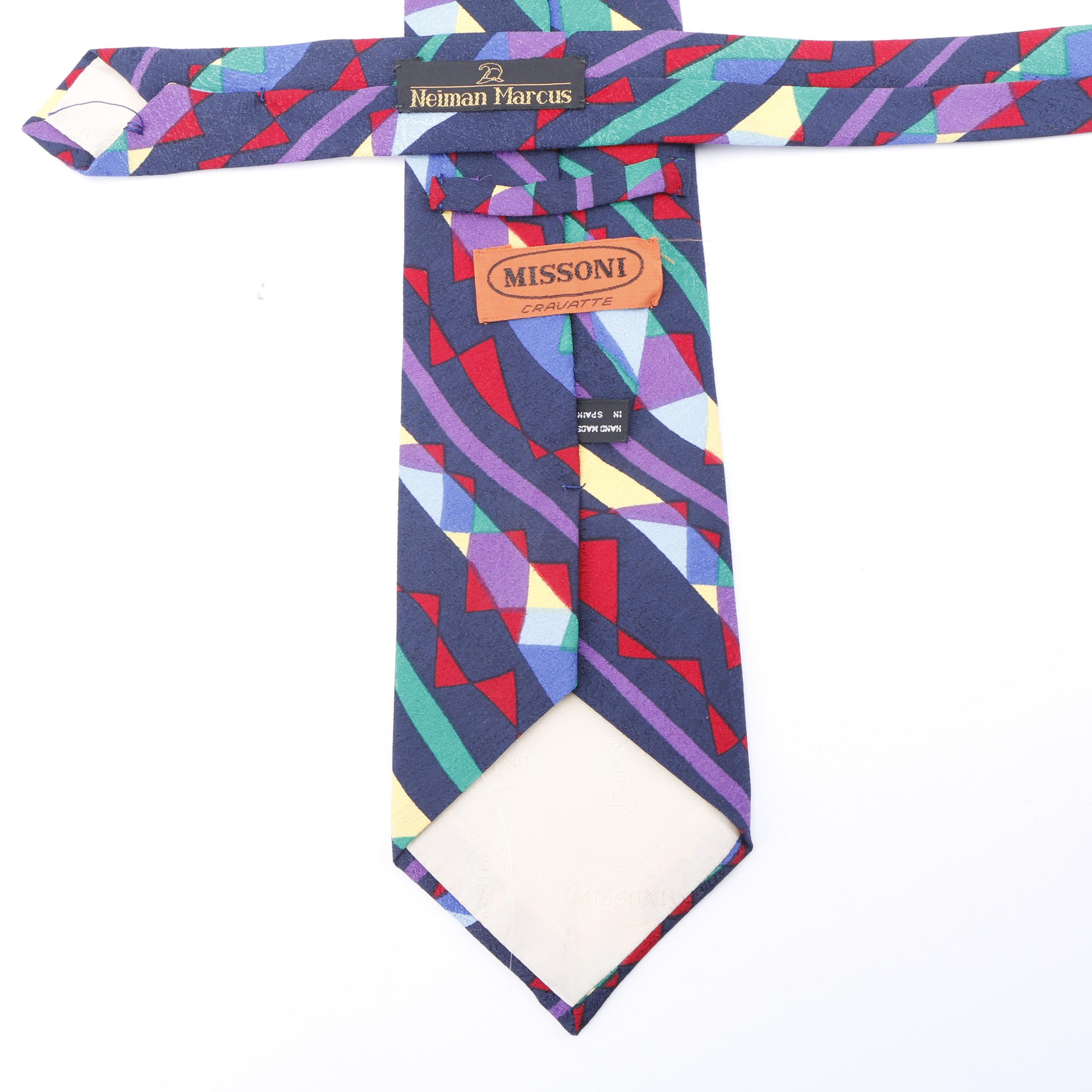 Hermès of Paris and Missoni Orange Label Designer Silk Print Neckties