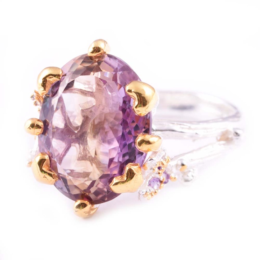 Sterling Silver 10.30 CTW Amethyst Ring