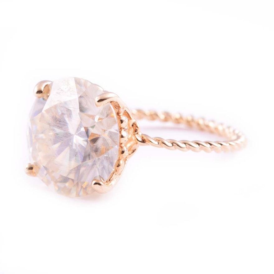 14K Yellow Gold Moissanite Solitaire Ring