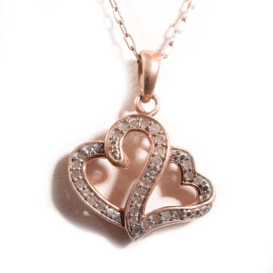 Sterling Silver Diamond Heart Necklace