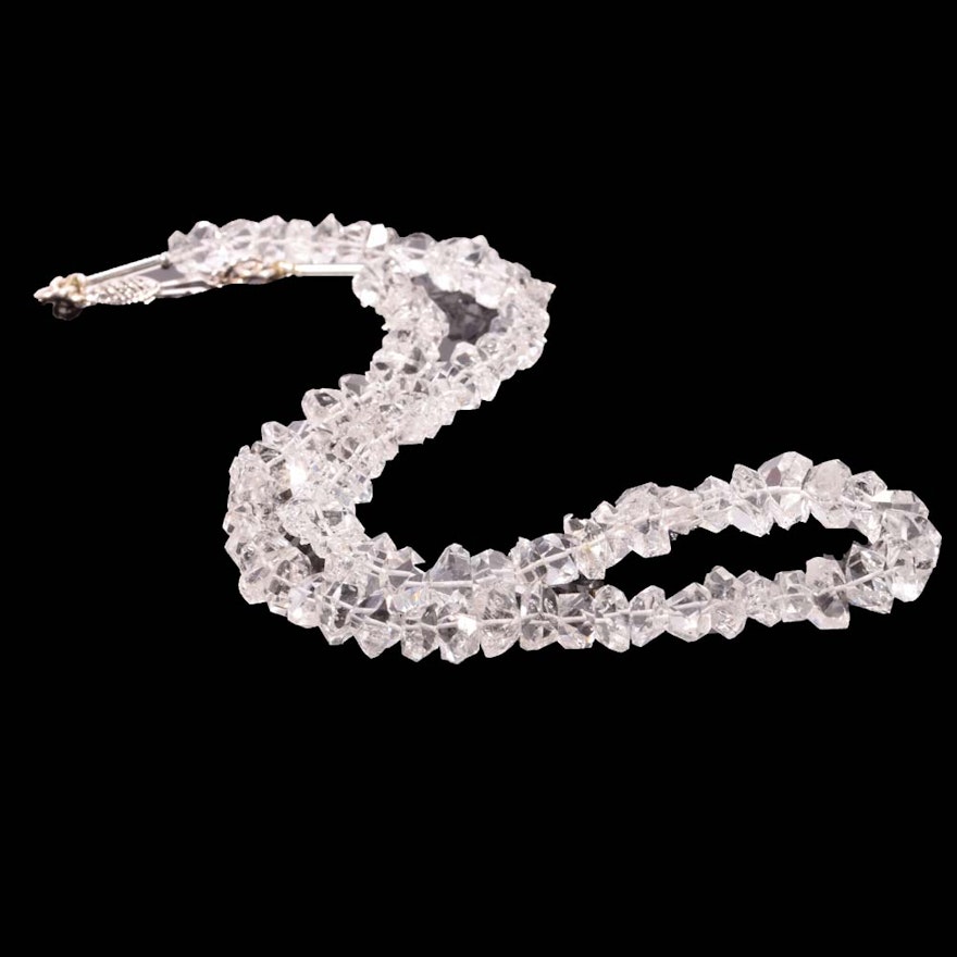 14K Yellow Gold Crystal Quartz Bead Strand