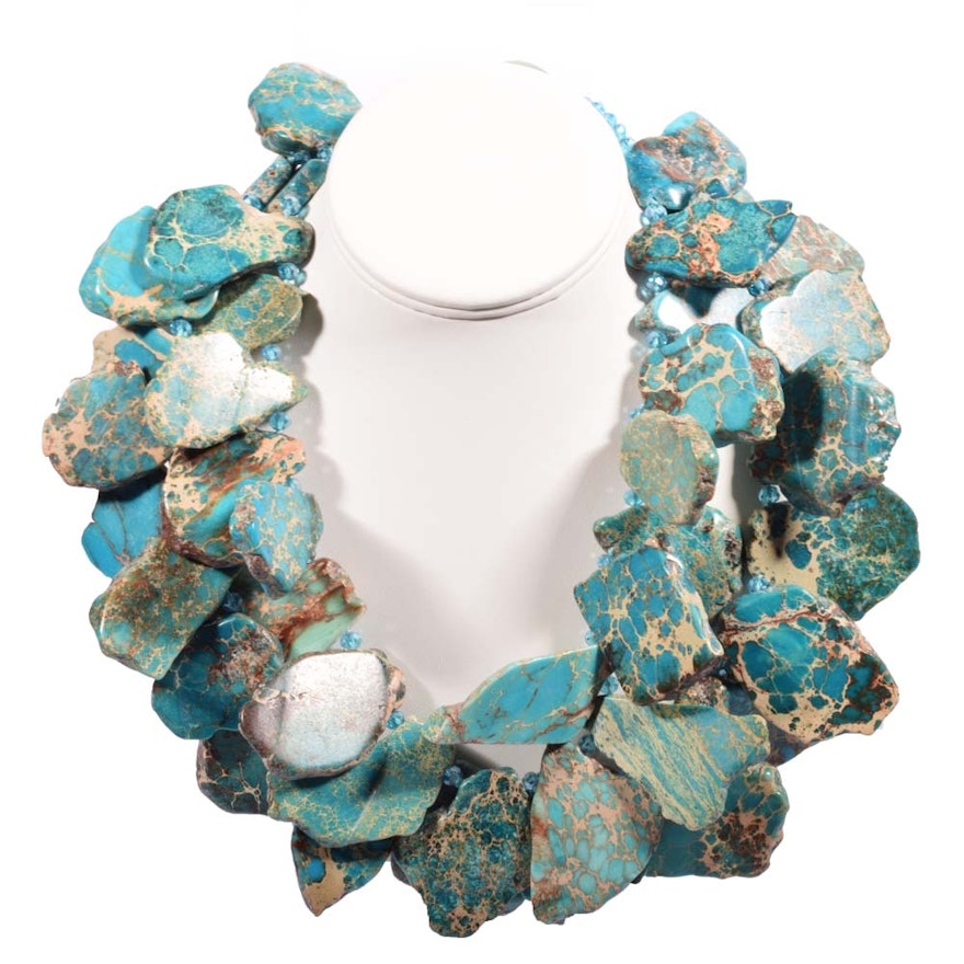 Double Strand Chunky Turquoise Necklace