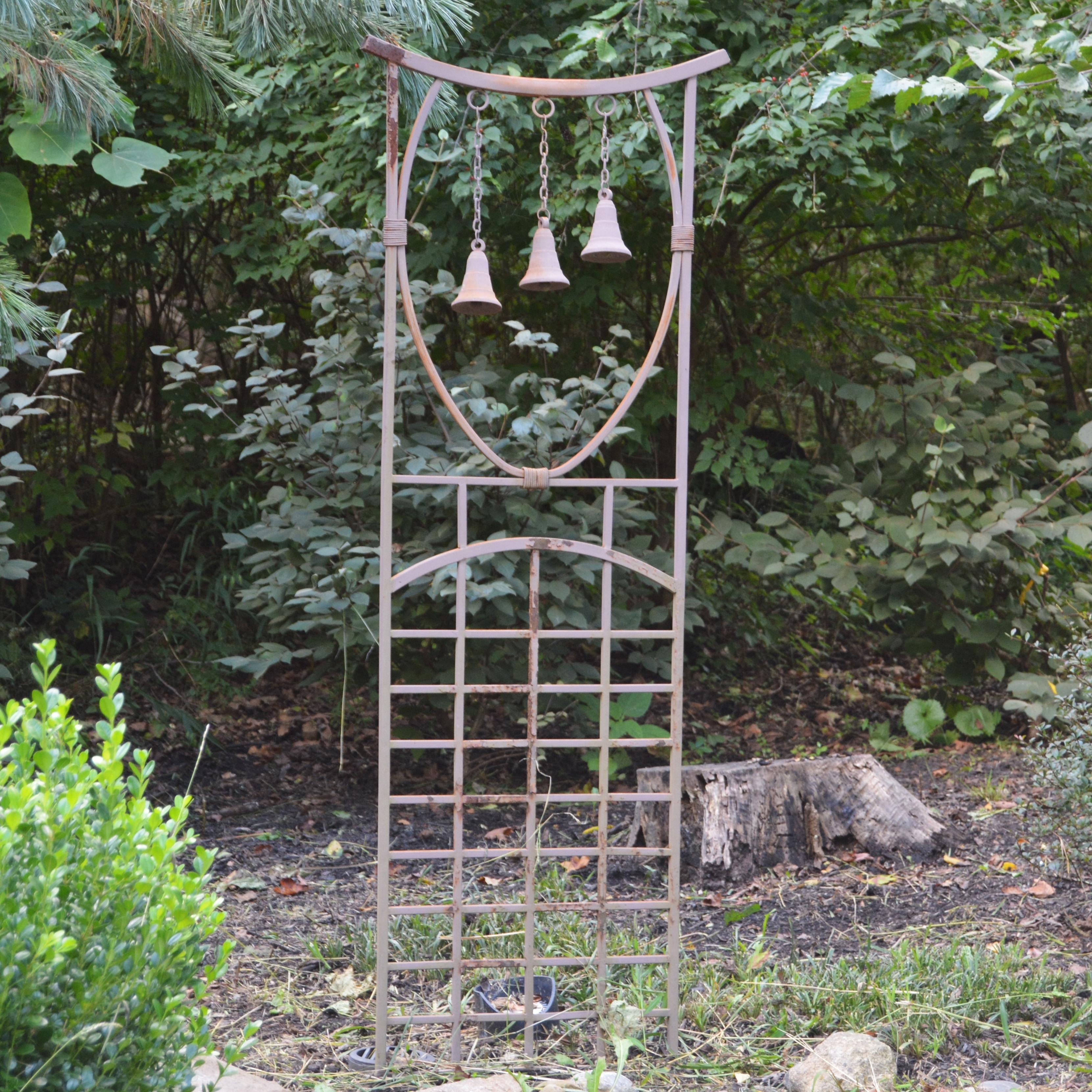 Asian Inspired Metal Bell Garden Trellis