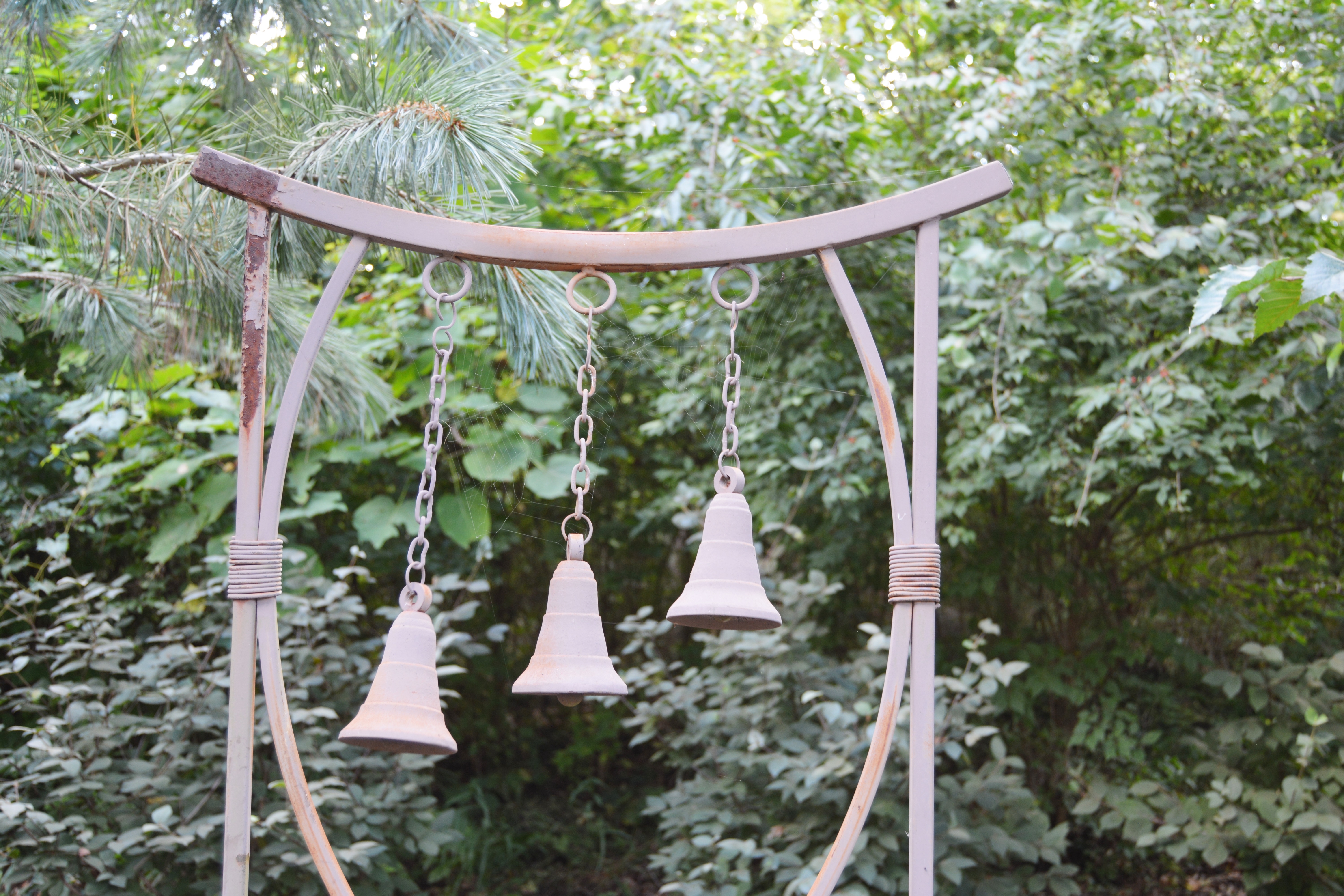 Asian Inspired Metal Bell Garden Trellis