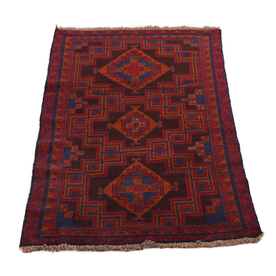 Hand-Knotted Baluch Wool Accent Rug