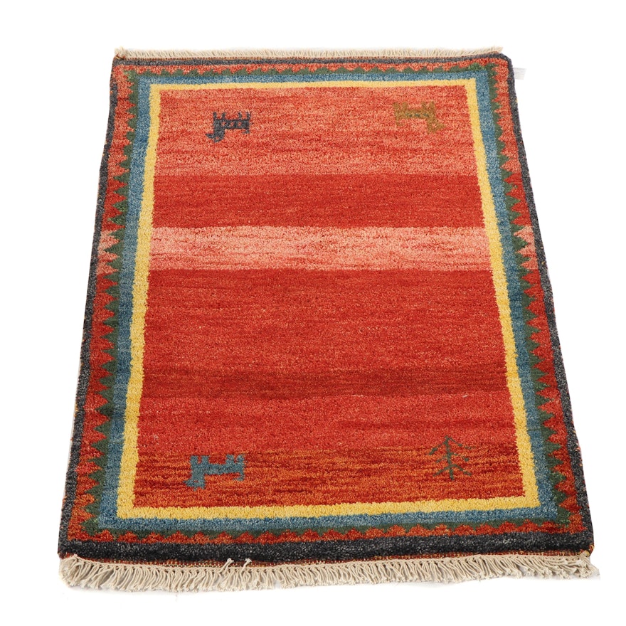 Hand-Knotted Indo-Persian Gabbeh Wool Accent Rug