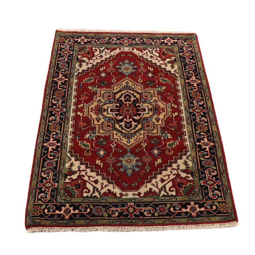Hand-Knotted Indo-Heriz Wool Area Rug