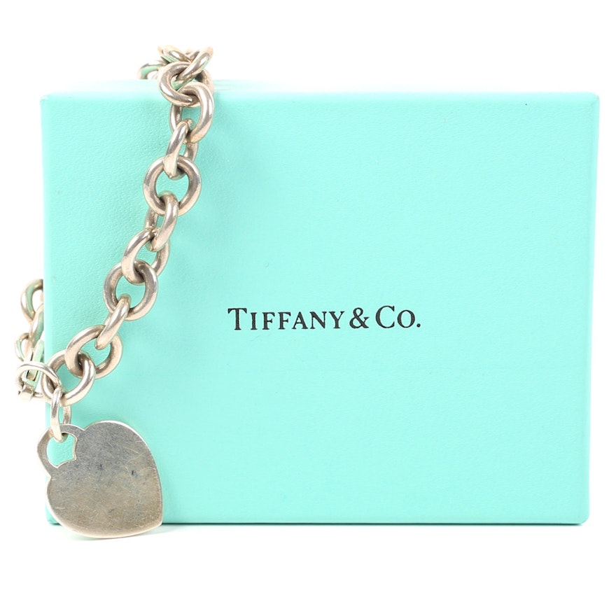 Tiffany & Co. Sterling Silver Link Bracelet and Heart Charm