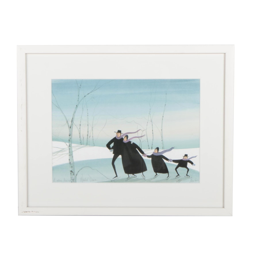 P. Buckley Moss Limited Edition Offset Lithograph "Winter Dance"