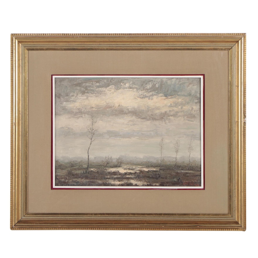 Albert van Hecke Oil Painting "Moerassig Landscape"