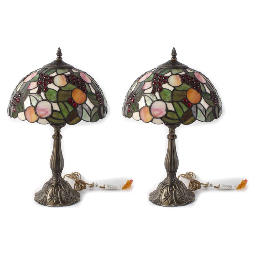 Tiffany Style Slag Glass Table Lamps