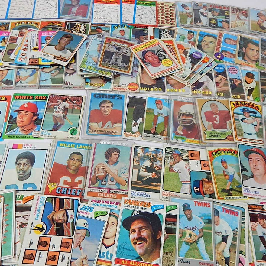 1960s and 1970s Baseball and Football Card Lot - Over 130 Card Count