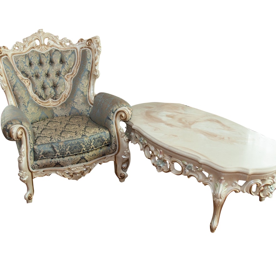 Louis XV Style Chair and Coffee Table