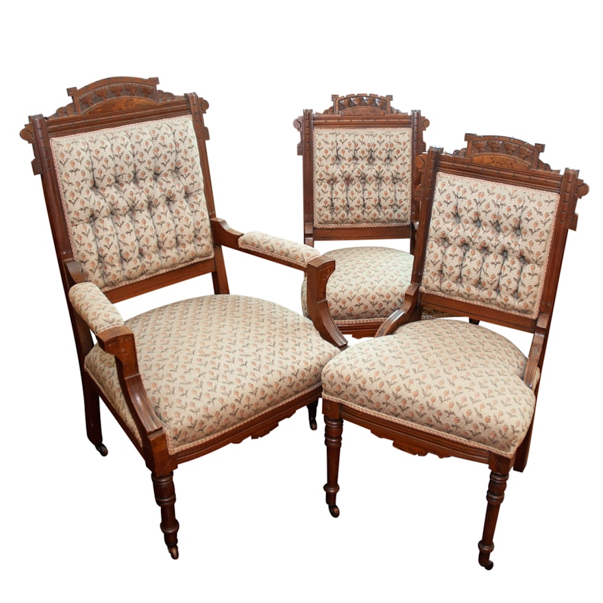 Antique Walnut Eastlake Parlor Chairs