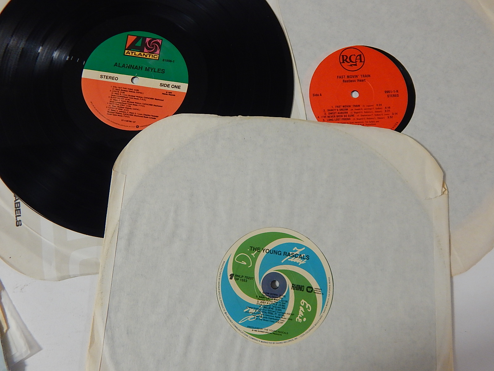 Vintage 33 RPM Record Album Collection with Classic Rock and Pop