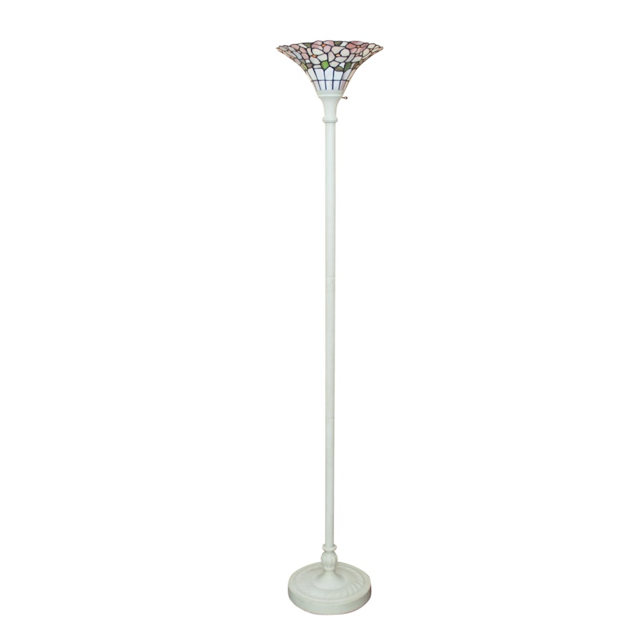 Torchiere Style Slag Glass Floor Lamp