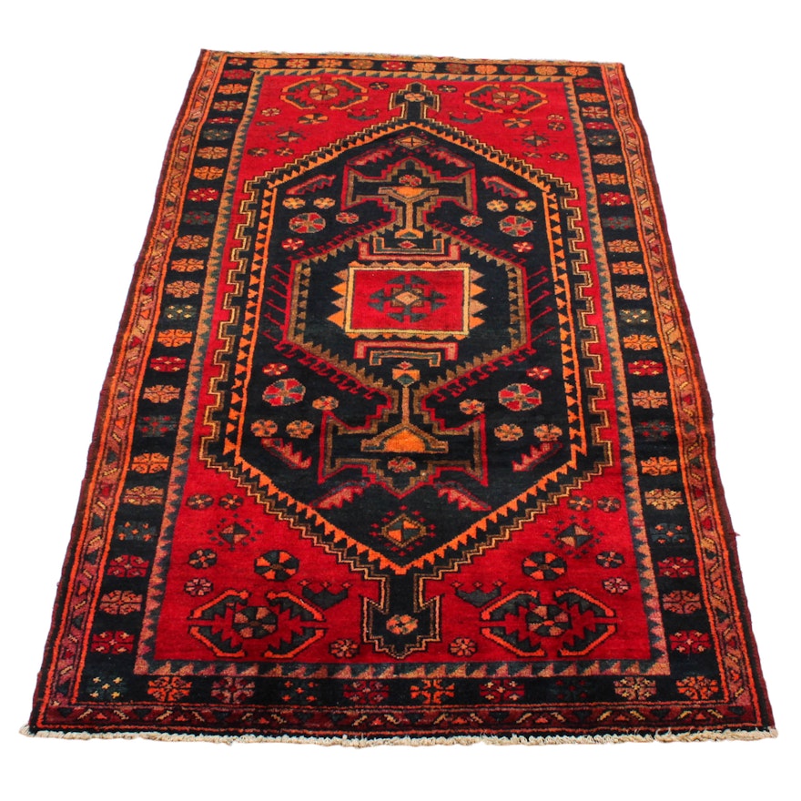 Semi-Antique Hand-Knotted Persian Zanjan Area Rug