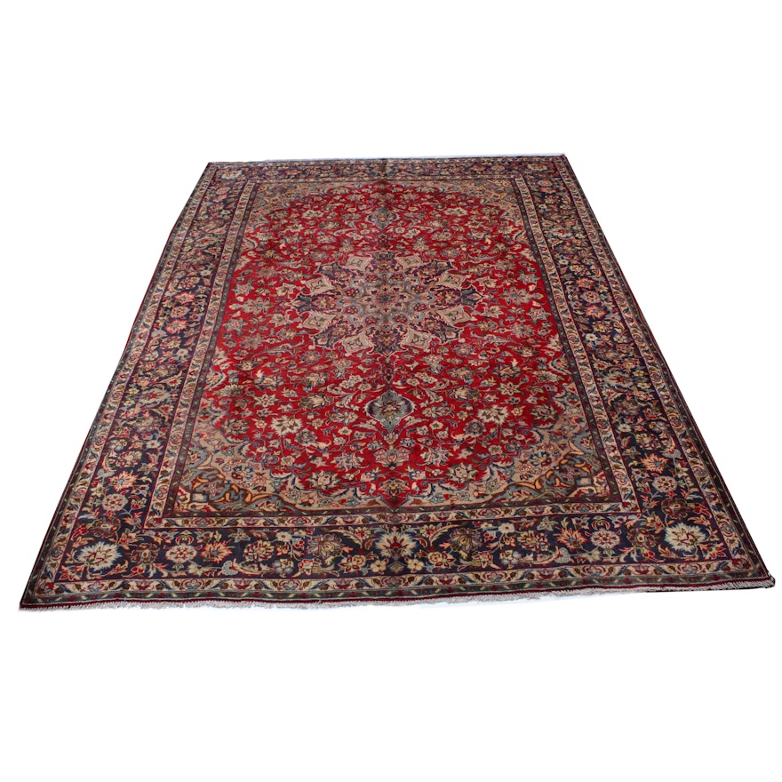 Hand-Knotted Semi-Antique Persian Isfahan Area Rug