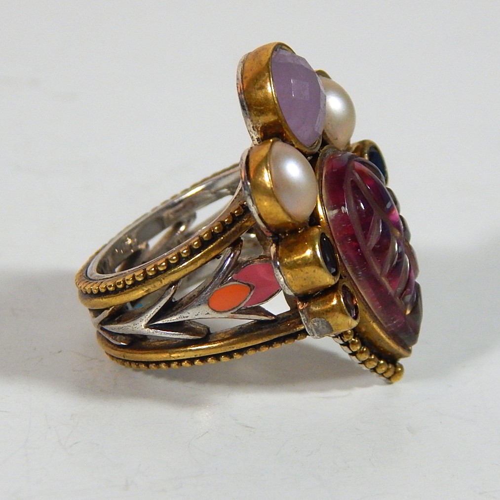 Sterling Silver and Bronze Lavender and Pearl "Bronze Dream" Ring