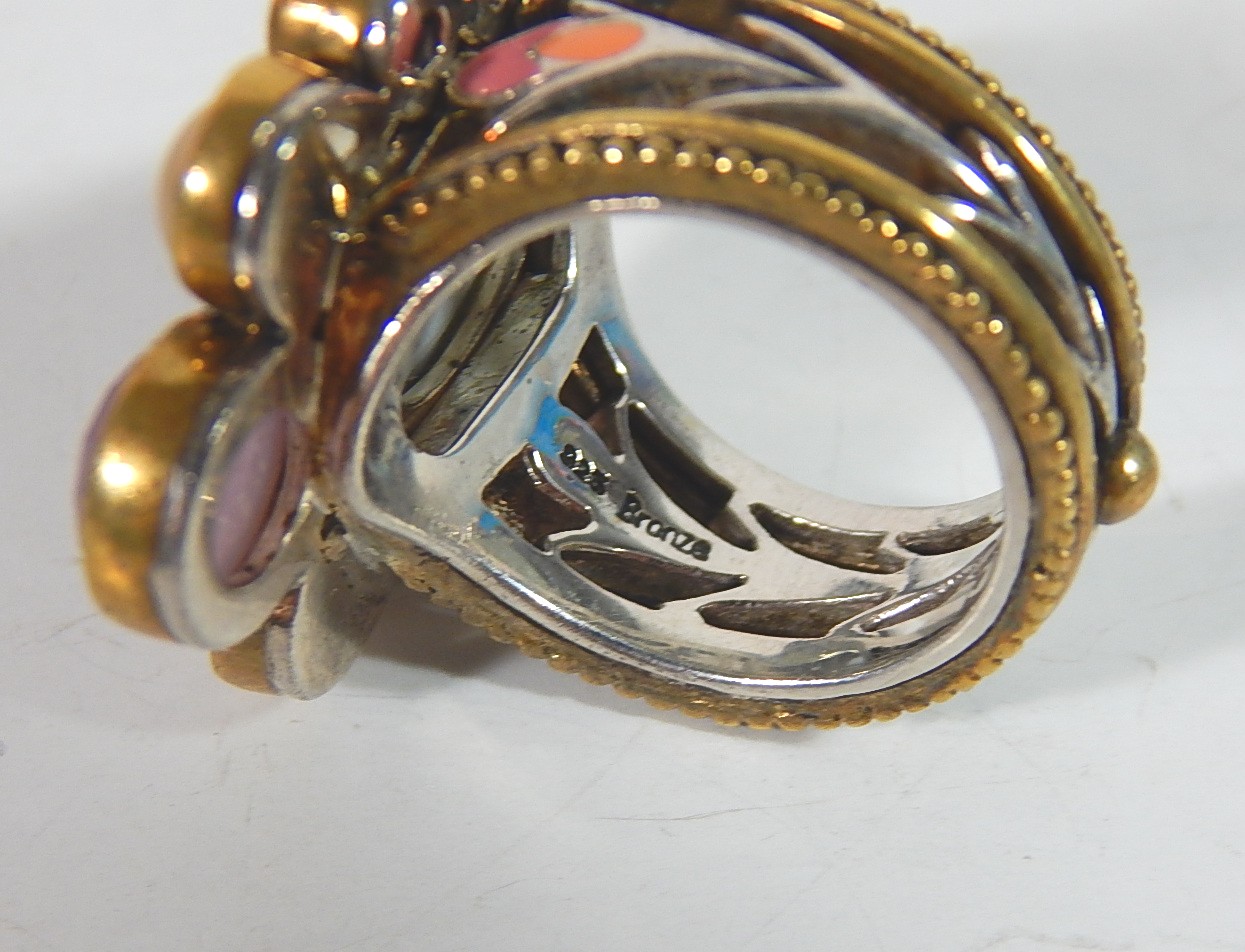 Sterling Silver and Bronze Lavender and Pearl "Bronze Dream" Ring